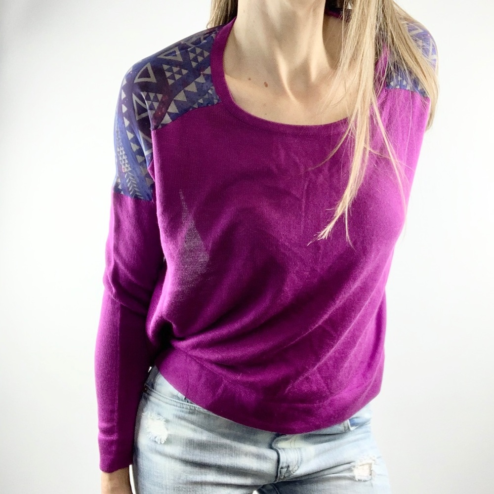 ANTHROPOLOGIE | Tribal Dual Fabric Sweater